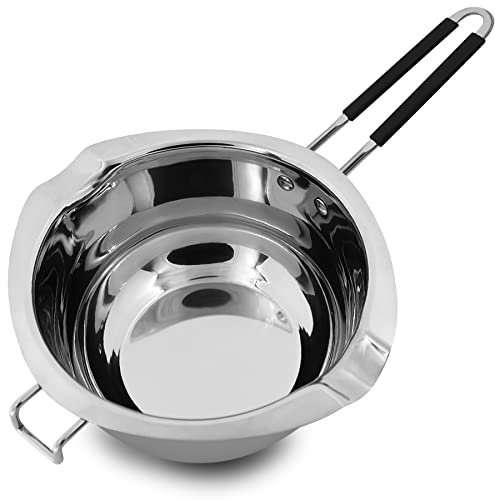 Double Boiler Pot 1200ML/1.1QT, Stainless Steel Chocolate Melting Pot for Melting Chocolate, Candy, Candle, Soap, Wax