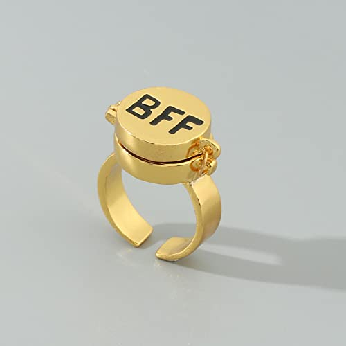 XJruixi BFF Best Friend Forever Cute Cartoon Ring Trendy Friendship Open Adjustable Rings for Friend Gifts Anime Jewelry Accessories