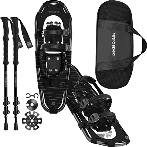 Retrospec Drifter 25/30 Zoll Schneeschuhe & Trekkingstöcke Bundle für Männer & Frauen, langlebiges All Terrain mit voll Verstellbarer Bindung und Tragetasche mit leichten Aluminium-Wander- und