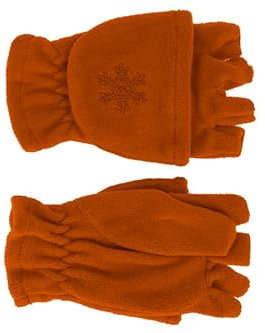fiebig Mädchen Jungen Halbfinger Handschuh mit Klappe in Fleece für Kinder!, Farben:rost, Handschuhgröße:3