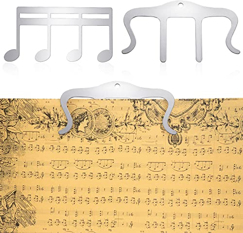 2 Metall Musikbuch Clip, Noten Clip Musik Noten Halter Notenbuch Clip für Das Spielen Im Freien, Notizpapier, Bücher, Klavier, Gitarre, Violine, Keyboard (Silber)