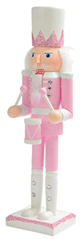 Keptfeet Figure Rosa schiaccianoci | Figure di schiaccianoci di Natale da 11,8 Pollici con Decorazioni di Strass | Tradizionale Royal Jacket Corona Schiaccianoci Soldato Re Puppet per Holiday Home