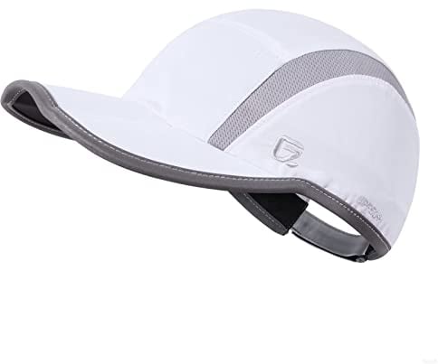 GADIEMKENSD Quick Dry Sports Hat Lightweight Breathable Soft Outdoor Run Cap (Folding Series,White)