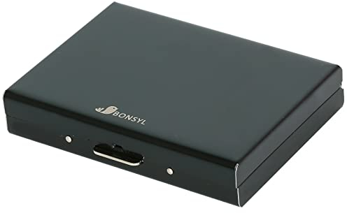 BONSYL® RFID Slim Kreditkartenetui aus Metall für Damen und Herren, Kreditkartenetui mit 10 Kartenfächern gegen elektronischen Taschendiebstahl & Identitätsdiebstahl. (10 Slots-Schwarz)