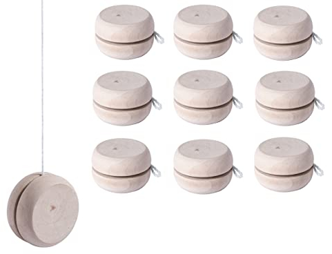 10 Stück JoJo Yoyo aus Holz Naturholz Nachhaltiges Spiel für Party Kindergeburtstag Partypack Mitgebsel Hochzeit Kinderfeier