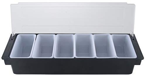 KenSyuInt Contenedor de ingredientes ABS, recipiente para guardar frutas, recipiente para ingredientes, recipiente para especias, caja de frutas, caja de plástico con tapa transparente (6 rejillas)