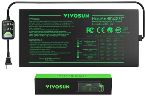 VIVOSUN Alfombra Calefaccional para Plantulas 52x122cm con Controlador de Temperatura Integrado, Manta Termica Planta Impermeable Certificada UL & MET para Hidroponia, Crianza y Invernaderos