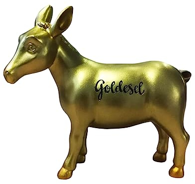 Bada Bing Spardose Esel Gold mit Aufschrift Goldesel Sparbüchse Geldgeschenk Hochwertige Tierfigur 37