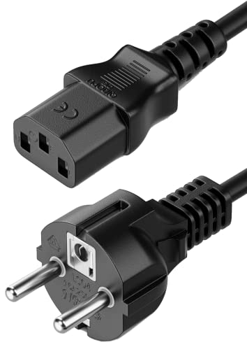 PC-Stromkabel, 1,8 m, Schuko-Stecker CEE-7/7, dreipolig, auf Buchse IEC-320-C13, für Computer, Drucker, Verstärker, Gitarre, TV, Monitor, Projektor (Schuko)