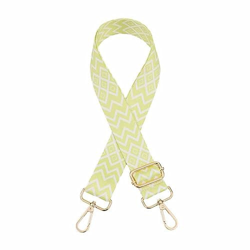 SHTGOI Taschengurte Verstellbarer Schultergurt 3.8cm Breite Rautenförmige Schulterriemen Doppelseitiges Muster Geflochten Umhängegurt Ethno-Stil Taschenriemen für Damen Taschen Zubehör Hellgelb