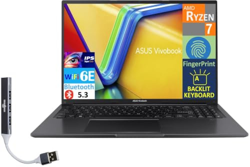 ASUS Vivobook 16 Business Laptop 16.0 IPS WUXGA Display | AMD Ryzen 7 7730U, 24GB DDR4, 2TB SSD, AMD Radeon, Backlit KB, Fingerprint, WiFi 6E, Win 11 Pro W/DKZ USB Port Expander