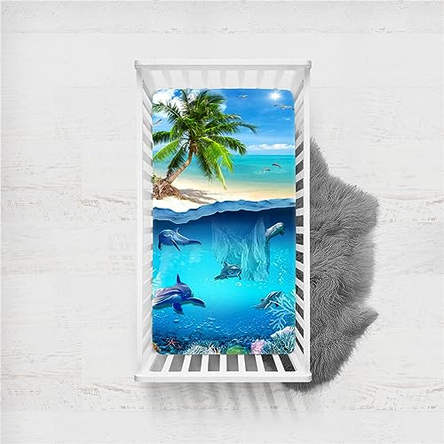 Odot Spannbettlaken für Kinderbett, Kinderwagen Matratzenbezug, Weiche Babybett Spannbetttuch Spannbettlaken, Perfekte Passform Durch Rundum-Gummizug (Strand,140x70cm)