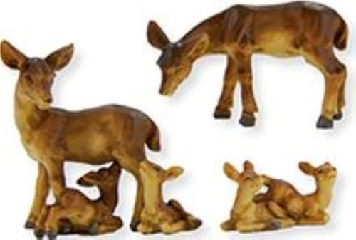FADEDA 3X Rehfamilie/Höhe:7 cm/handbemalt/detailgetreue Krippen Figuren - Weihnachten Tisch Dekoration Krippe Zubehör