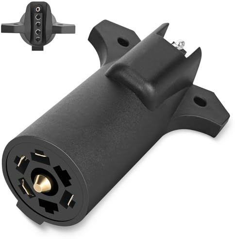 Nilight 7-Way to 5 Way Flat Blade Trailer Adapter Waterproof Rugged Nylon Housing 7 pin to 5-pin Wiring Adapter