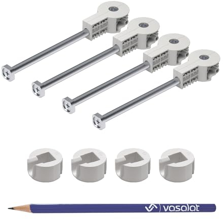 vasalat Arbeitsplattenverbinder Quick-Tech - 4x Plattenverbinder M8x150mm für Arbeitsplatte mit 25mm Mindeststärke + 4x Gegenstück