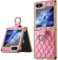 ZIFENGX - Custodia per Samsung Galaxy Z Flip 5, custodia in pelle PU con supporto ad anello, cavalletto, ultra sottile, da donna, elegante (Samsung Galaxy Z Flip 5, rosa)