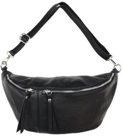 ECHT Leder XXL BODYBAG Bauchtasche UMHÄNGETASCHE CROSSBAG (schwarz)