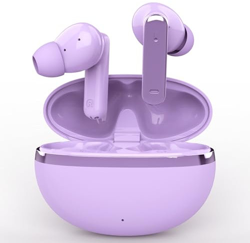 TOKANI Wireless Earbuds, True Wireless Bluetooth 5.3 Earbuds with Charging Case, Stereo Bluetooth Headphones with Microphone for iPhone Android Smart Cellphones, Purple