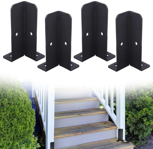 Lot de 4 supports d'ancrage de poteau de terrasse, supports réglables, kit de poteaux de clôture en bois réversible, pour porche et terrasse, poteaux de boîte aux lettres, pieds de table