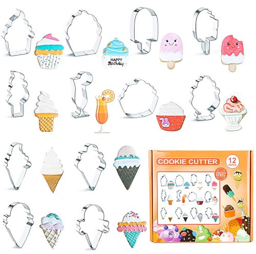 Ausstechformen Weihnachten Ausstecher Set, FantasyDay 12 Stück Edelstahl Plätzchen Ausstecher Keksausstecher Xmas Cookie Cutters für Motivtorten Tortendeko Geburtstag Torten Fondant Kekse Sandwiches