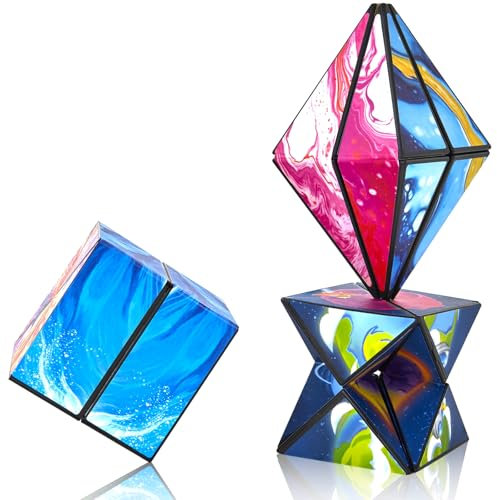 ROXENDA 3er Pack Sternenklarer Himmel Zauberwürfel Infinity Set,2 in 1 Unendlicher Würfel 3D Puzzle Würfel Transformierende Puzzle Spielzeuge für Kinder, Formwandelnde Fidget (Star Serie)