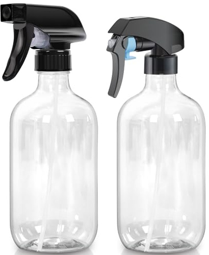 Calvalor Zerstäuber für Wasser, Haarsprüher, Handsprüher, Garten, 2 Stück, 500 ml, leer, Pflanzenspray, leere Flasche, Spray für lockiges Haar (transparent)