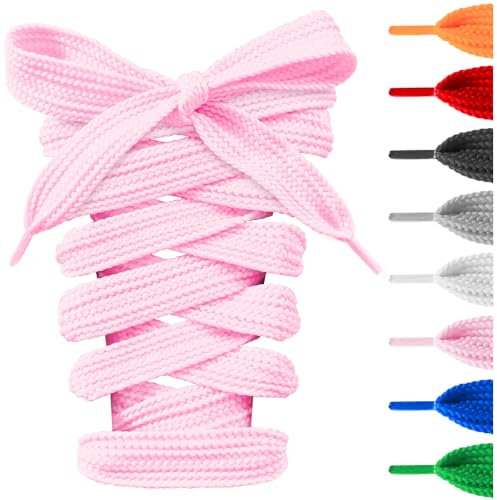 UamGlsob 2 Paires de Lacets Plats Extra-larges (15mm) pour Chaussures Adidas Campus 00s, Style Rétro Streetwear, Lacets Gros épais pour Sneakers (Pink, 54/140cm)