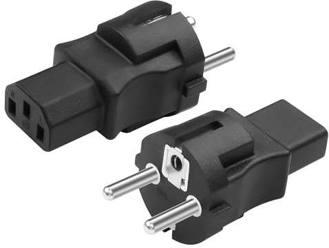 CERRXIAN Confezione da 2 adattatori Schuko a C13, 2 poli CEE 7/7 maschio a IEC320 C13 femmina adattatore, adatto per cavi C13 (I)