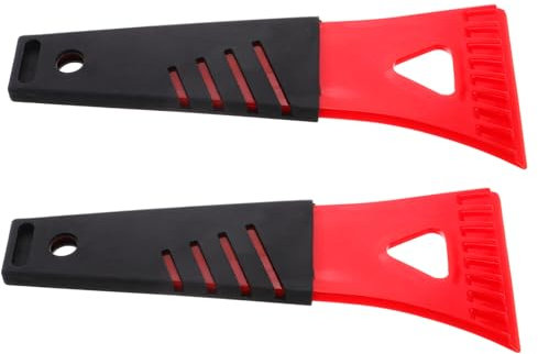 Mobestech 2 Pièces mini pelle à neige Raclette plastique mini Outil portable déneigement grattoir à vitre grattoir à glace pour véhicule réfrigérateur mini congelateur PVC rouge Réutilisable