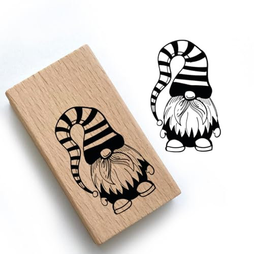 Weihnachtsstempel - Wichtel - Motivstempel aus Holz & Gummi zum Karten basteln, Weihnachten Stempel, Adventskalender (Wichtel 3)