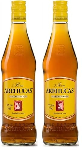 AREHUCAS Ron Carta Oro - 1 L, Botella (006101) (Paquete de 2)