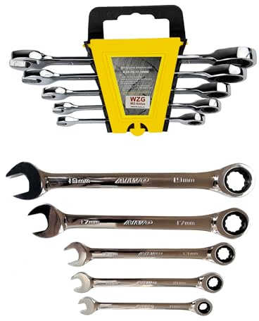 WZ-Gatze Ratschenschlüssel Set, 5-teilig, 8-19mm, mit Halter, Chrom-Vanadium