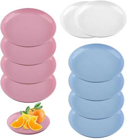 duisoad 10 Pezzi Piatti in Plastica Piatti Campeggio 19 cm Piatti Plastica Rigida Lavabili per Pasta, Insalate, Dolci, Senza BPA, 3 Colori