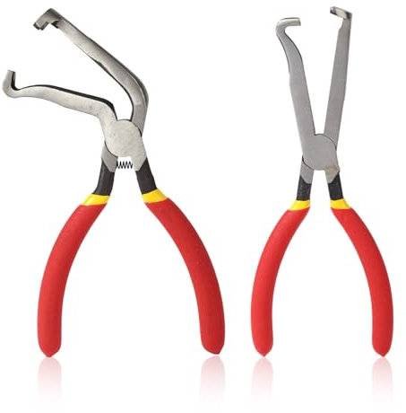 Gosknor 2pcs Electrical Disconnect Pliers for Car, Metal Fuel Line Disconnect Spark Petrol Clip Pipe Plug Connector Pliers Automotive Quick Hose Tool for Push Tab Style Plugs(Red)