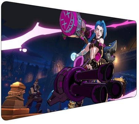 Arcane League of Legends - Grand tapis de souris de jeu XXL 900 x 400 mm - Dessous en caoutchouc antidérapant - Bords cousus - Pour PC, ordinateur portable, grande protection de bureau étendue pour la