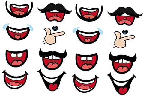 JUMPLAWN 8-Pack Lippenförmige Maskenaufkleber aus Kunststoff Selbstklebend und Wiederablösbar Maskendekoration für Gesichtsmaske mit Rotem Lächeln Motiv 10 Stück pro Packung