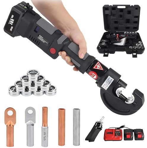 CIELOBLOEN Pinza Crimpatrice Idraulica con Doppia velocità | Pressatrice Multistrato a Batteria 18V | Kit 12 Fustelle per Tutte Le Esigenze Professionali
