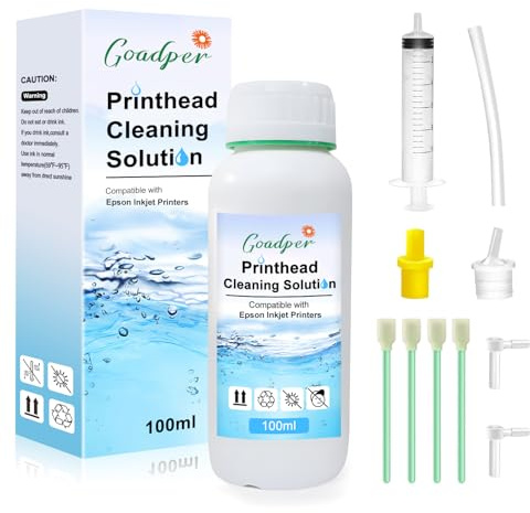 Goadper DTF kit de Nettoyage têtes d'impression Nettoyant pour Buses pour DTF têtes d'impression Solution nettoyante pour Epson (1 pack-100ml)
