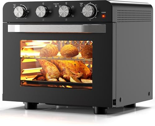 Karinear Freidora de Aire 36 L, 1800 W, 8 Multifunciones Air Fryer, 7 Accesorios, Función mantener caliente, Perilla, Freidora sin Aceite y Horno de Sobremesa, Temporizador