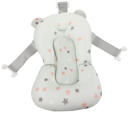 Babybadewannen Stütznetz Verstellbar, Grün Polyester Baumwolle | Badewannenmatte für Kleinkinder, Duschkissen für Neugeborene, Faltbar und Leicht zu Reinigen