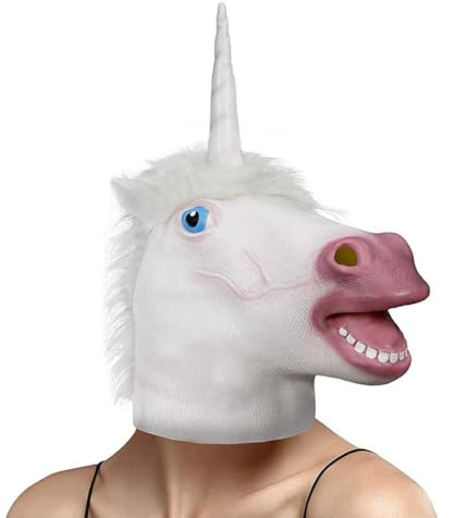 CARxlythic Einhornmaske Pferdemaske,Latex Maske, Halloween Tiermaske, Pferd Kostüm Party Tierkopf Einhorn Karneval Masken Fancy Dress Gesichtsmaske für Halloween Kostüm Party