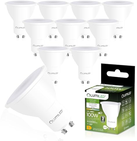 Lumiled LED Leuchtmittel GU10 PAR16 12W Ersetzt 100W 1320lm 4000K Neutralweiß 120° Abstrahlwinkel 10er Pack Spots Energieeffizient Reflektor Lampe Nicht dimmbar
