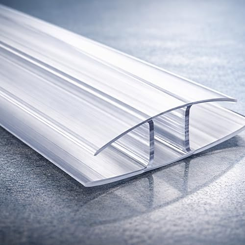 H-Profil Polycarbonat 6mm MACROLUX Verbindungsprofil Hohlkammerplatten UV-Schutz Transparent Stabilit Suisse Gewächshaus Pergola Überdachung Vordach Carport Verschiedene Längen (200 CM (L))