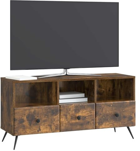 vidaXL TV-Schränk Geräucherte Eiche 102 x 34,5 x 50 cm Holzwerkstoff, Wohnzimmer, Großer Stauraum Entertainment-Einheit, Moderner Stil Medenkonsole, Praktische Möbel zur Home-Organisation
