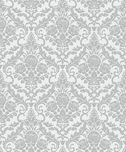 Vliestapete Barock grau weiß Glitzer Tapete PS Hypnose 13396-30