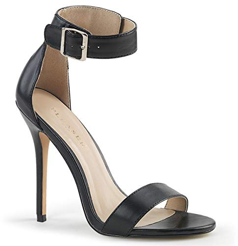 Pleaser Damen Amuse-10 Sandale, Schwarz (Black Polyurethane), 44 EU