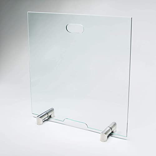 BIJON Kaminschutzgitter aus Spezial-Sicherheitsglas | Hitzeschutz Funkenschuztgitter, Ofenschutzgitter aus echtem ESG-Glas, Kamin Ofen Glas Funkenschutz FIREpro - 60 x 60 cm