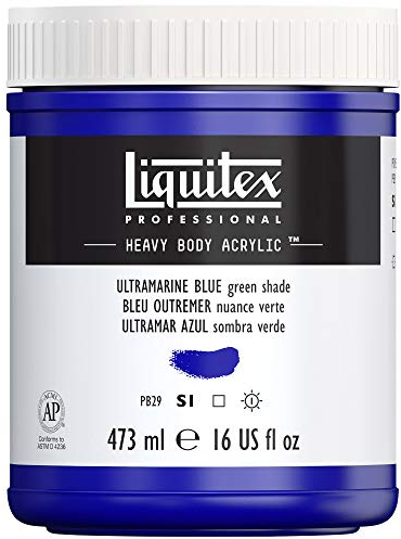 Liquitex 4412380 Professional Heavy Body Acrylfarbe in Künstlerqualität mit ausgezeichneter Lichtechtheit in buttriger Konsistenz, 473ml Topf - Ultramarinblau (Grünton)