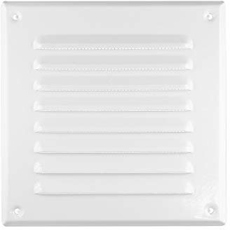 AWENTA Rejilla ventilación acero cincado cuadrada, 120 x 120/165 x 165 mm, blanco