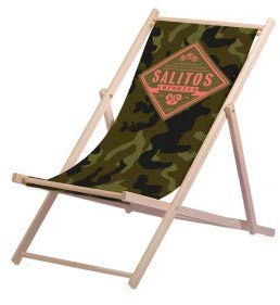 Salitos Liegestuhl Tarnmuster aus Buchenholz dreifach verstellbar Beach Party Festival Sommer Relaxliege Garten Sonnenliege Strandliege